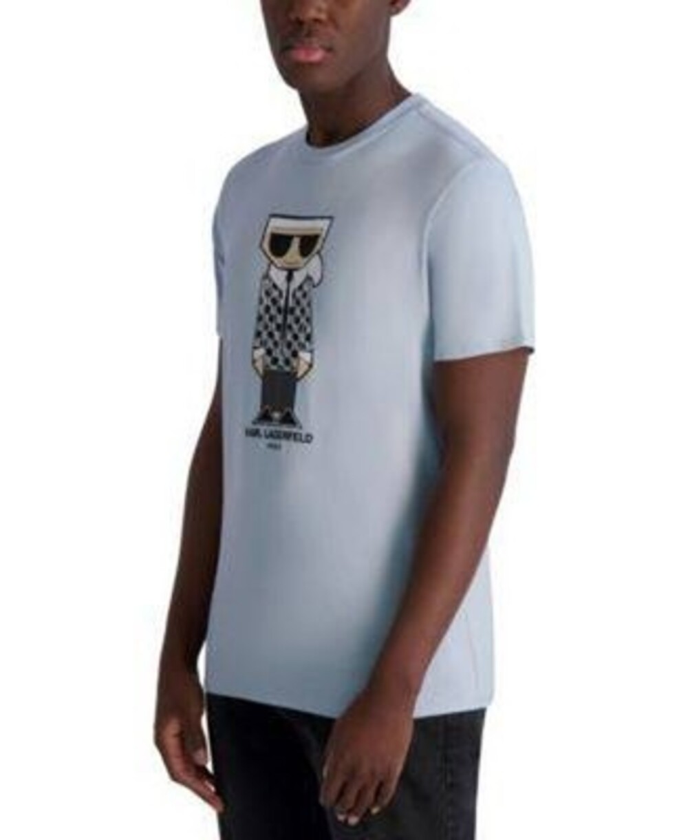 KARL LAGERFELD PARIS Flathead Karl Graphic T-Shirt Men's Large Light Blue